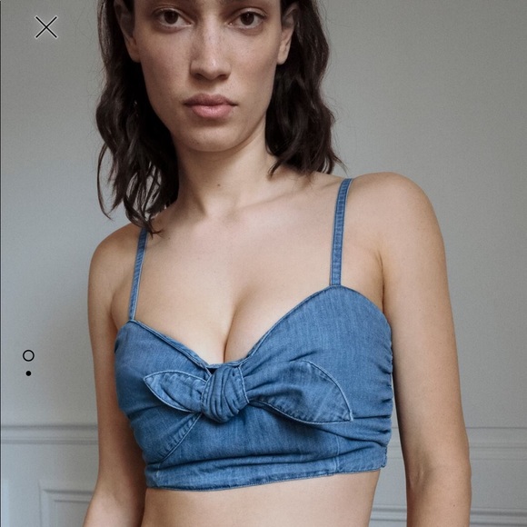 Zara denim crop top. Size m. NWT - Picture 1 of 6